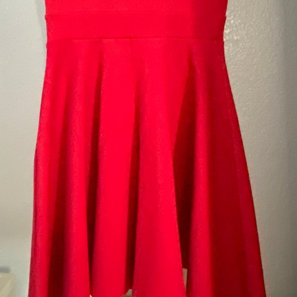 LULU'S Bright Red Cap Sleeve & Bodice Dress Zip Close S Made in USA - Picture 2 of 4